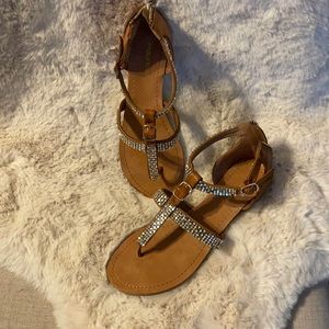 Tan blinged out sandals